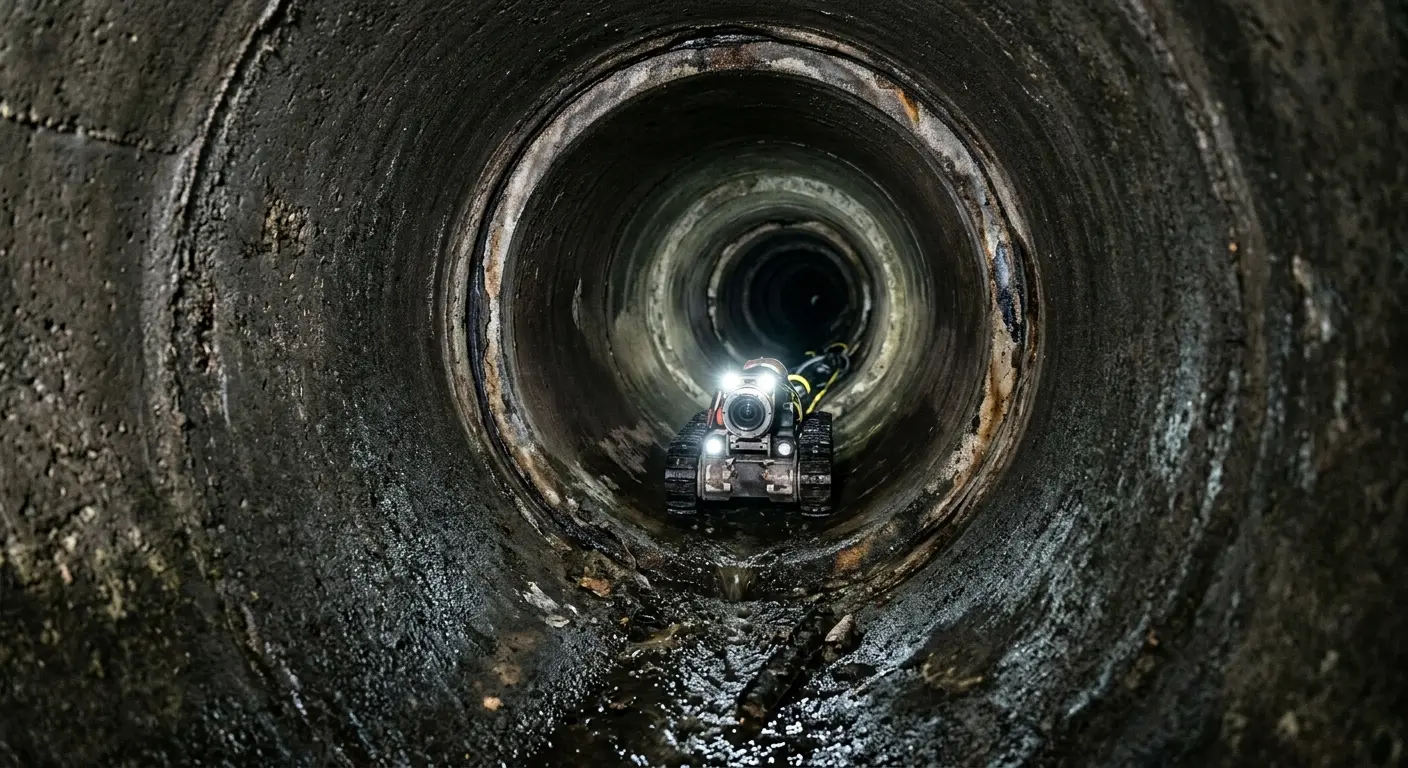 Robotic sewer camera inspecting pipe interior for Sewer Line Cleaning in Schertz